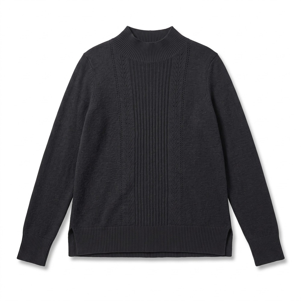 Old Navy Womens S Black Ribbed Mock Neck Sweater Casual Minimalist Cozy